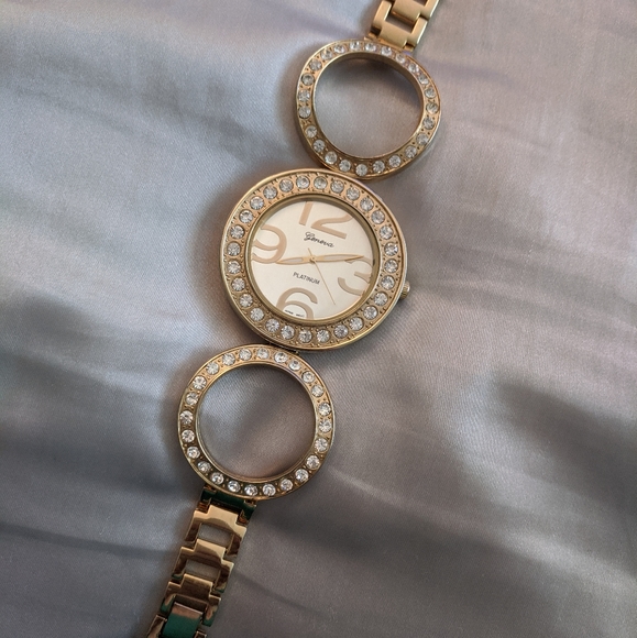 Gorgeous Vintage Geneva Oversized Watch with Swarovski Crystals